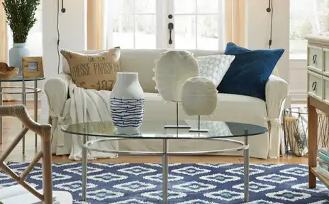 area rug with white sofa